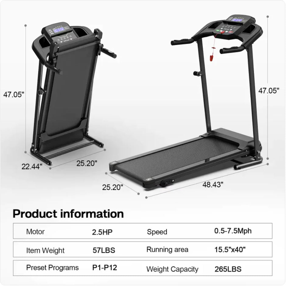 Smart Folding Treadmill with Pulse Sensor